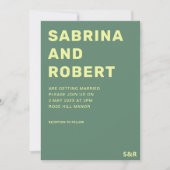 Invitation Gras de noms modernes Script Vert & Jaune Mariage (Devant)