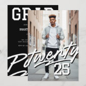 Invitation Gras de signature | Diplôme en photo Masculine (Devant / Derrière)