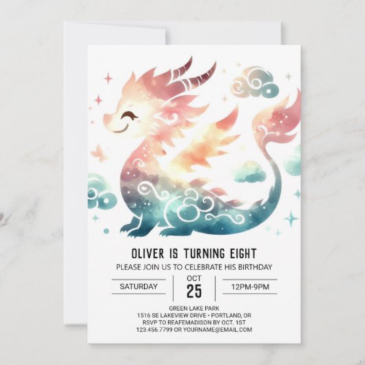 Invitation Gras Dragon Anniversaire (Devant)