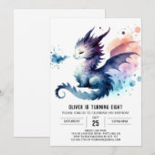 Invitation Gras Dragon Anniversaire Personnalisé (Devant / Derrière)