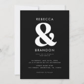 Invitation Gras élégant Ampersand QR Code tout en un Mariage (Devant)