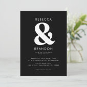 Invitation Gras élégant Ampersand QR Code tout en un Mariage (Debout devant)