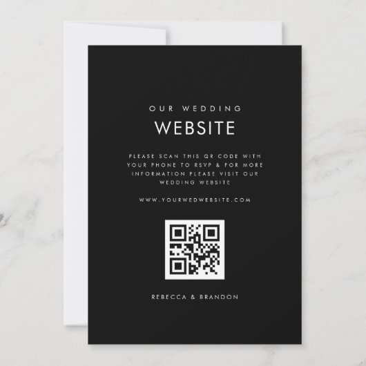 Invitation Gras élégant Ampersand QR Code tout en un Mariage (Dos)