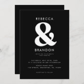 Invitation Gras élégant Ampersand QR Code tout en un Mariage (Devant / Derrière)