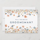 Invitation Gras Elegant Floral Groomsman Proposition Card (Devant)
