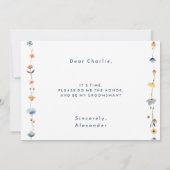 Invitation Gras Elegant Floral Groomsman Proposition Card (Dos)