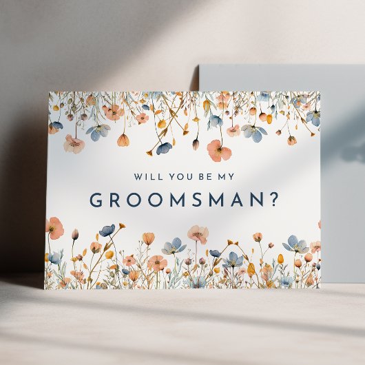 Invitation Gras Elegant Floral Groomsman Proposition Card