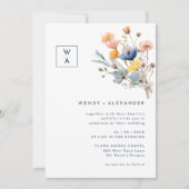 Invitation Gras Élégant Floral Monogram Crest Mariage Photo (Devant)