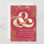 Invitation Gras Elegant Gold Magenta Mariage QR Code détail (Devant)