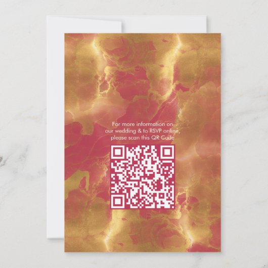 Invitation Gras Elegant Gold Magenta Mariage QR Code détail (Dos)