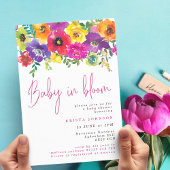 Invitation Gras Fleurs D'Été Bébé Dans Baby shower En Fleur