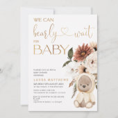 Invitation Gras Floral On Peut Bearly Wait Baby shower (Devant)