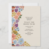 Invitation Gras Floral Toast Bride Cocktail Hour Douche (Devant)