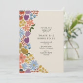 Invitation Gras Floral Toast Bride Cocktail Hour Douche (Debout devant)