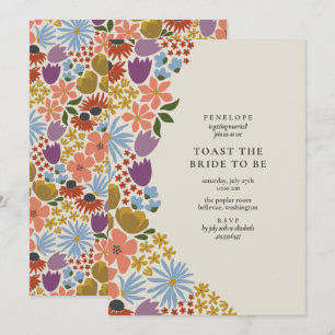 Invitation Gras Floral Toast Bride Cocktail Hour Douche