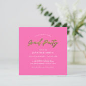 Invitation Gras Gold Hot Pink Photo Graduate Party (Debout devant)