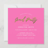 Invitation Gras Gold Hot Pink Photo Graduate Party (Devant)