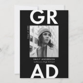 Invitation Gras Grad Black and White Photo Party (Devant)