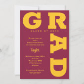Invitation Gras GRAD Gold et Maroon Graduation (Devant)