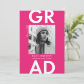 Invitation Gras Grad Hot Pink Photo Party Graduation (Debout devant)