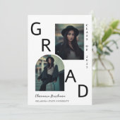 Invitation Gras GRAD photo multiple noir & blanc Graduation (Debout devant)