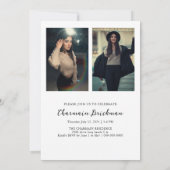 Invitation Gras GRAD photo multiple noir & blanc Graduation (Dos)