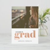 Invitation Gras Grad Rose Gold Typographie (Debout devant)