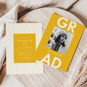 Invitation Gras Grad Yellow Photo Party