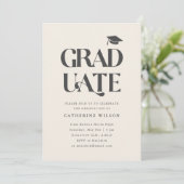 Invitation Gras Graduate Graduate Party Photo Cream (Debout devant)