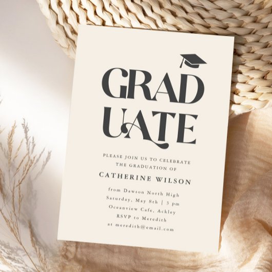 Invitation Gras Graduate Graduate Party Photo Cream