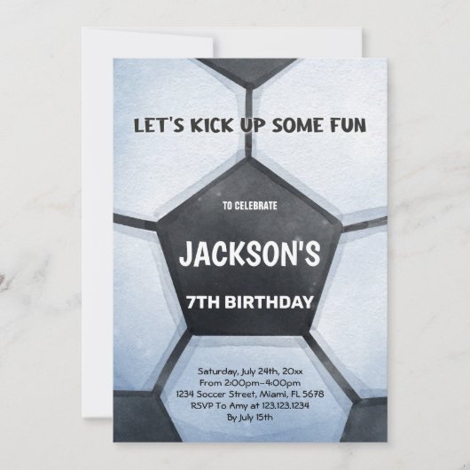 Invitation Gras Green Field Sports Party Thème pour les enfan (Devant)