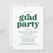 Invitation Gras Green Typography Graduation Party (Devant)