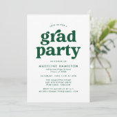Invitation Gras Green Typography Graduation Party (Debout devant)