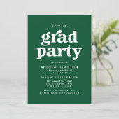 Invitation Gras Green Typography Photo Graduation Party (Debout devant)