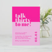 Invitation Gras Hot rose 'Talk Thirty to Me' 30e anniversaire (Debout devant)
