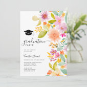 Invitation Gras jardin aquarelle fleurs graduation (Debout devant)