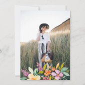 Invitation Gras jardin aquarelle fleurs graduation (Dos)