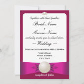 Invitation Gras Magenta Pearl Ribbon Mariage & Réception (Devant)