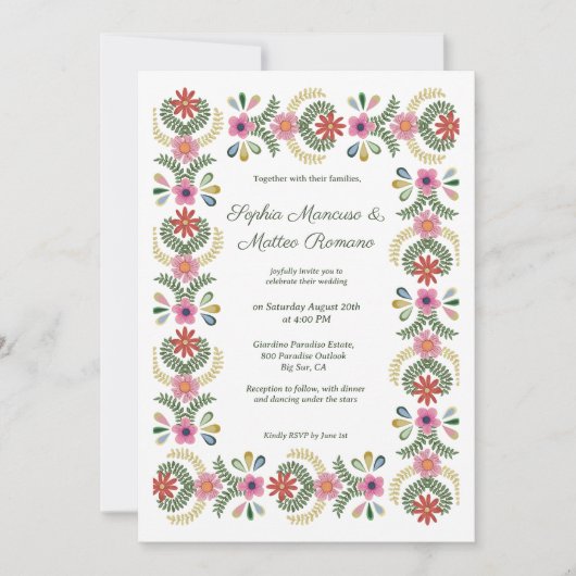 Invitation Gras Mariage floral (Devant)