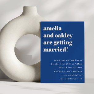 Invitation Gras minimaliste Français Bleu Simple Site Mariage