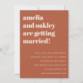 Invitation Gras Minimaliste Rust Retro Simple Site Mariage (Devant)