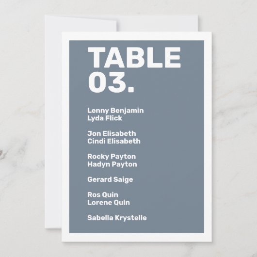 Invitation Gras moderne bleu minimum Table (Devant)