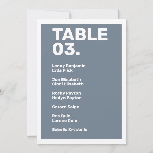 Invitation Gras moderne bleu minimum Table (Dos)