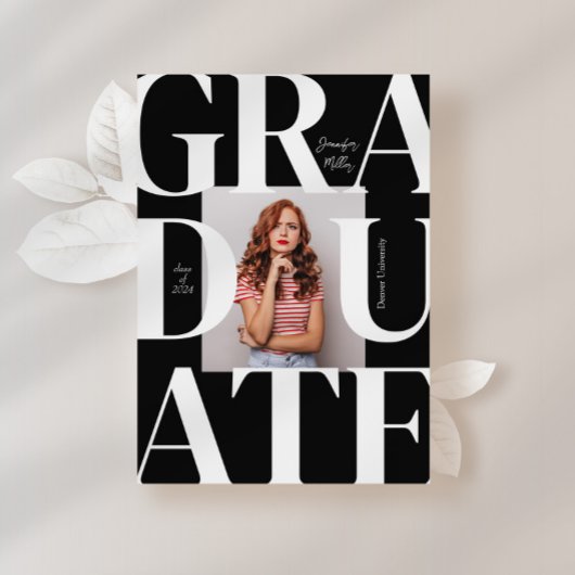 Invitation Gras Moderne Classic Photo Graduation