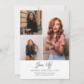 Invitation Gras Moderne Classic Photo Graduation (Dos)