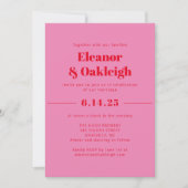 Invitation Gras moderne esthétique rose et Mariage rouge (Devant)