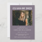 Invitation Gras moderne foncé violet deux photos fête de grad (Devant)