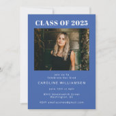 Invitation Gras Moderne Français Bleu Deux Photo Graduation P (Devant)