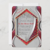 Invitation Gras moderne métal 3D Gris rouge texture look (Devant)