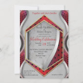 Invitation Gras moderne métal 3D Gris rouge texture look (Devant)